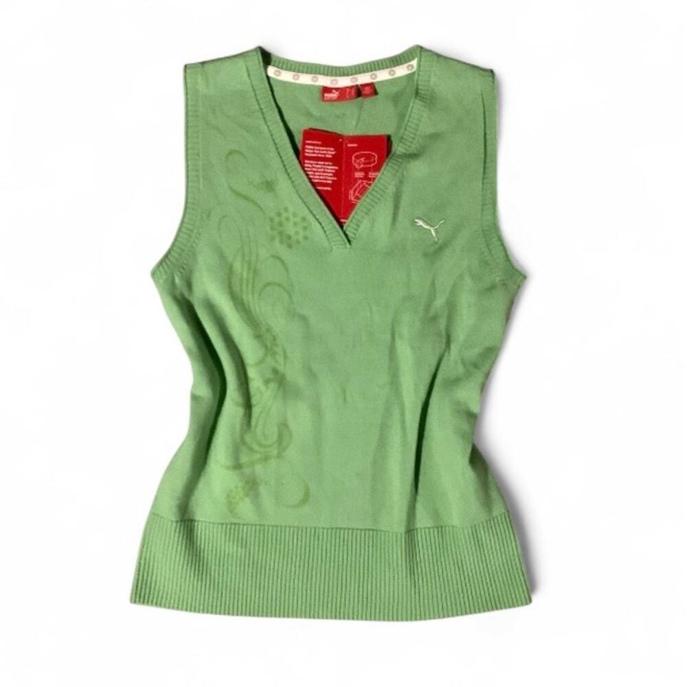 Vintage Y2K Deadstock Puma Green V-Neck Knit Vest – Preppy 2000s